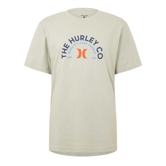 Hurley Heren Gebogen Logo T-Shirt (Grijs) - Image 1