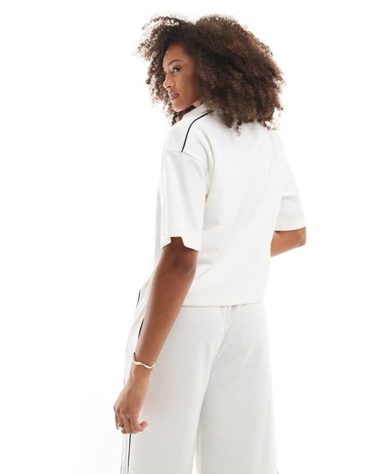 Cotton On ribbed beach polo top in coconut milk - Image 4
