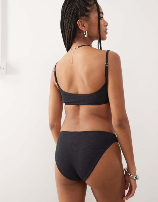COLLUSION mix and match crinkle bikini bottom in black - Image 4