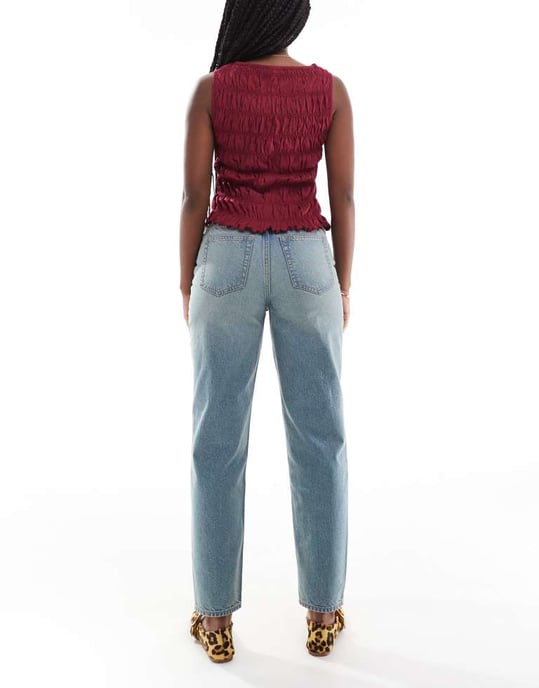 Miss Selfridge highwaist mom jean in dirty wash - Image 3