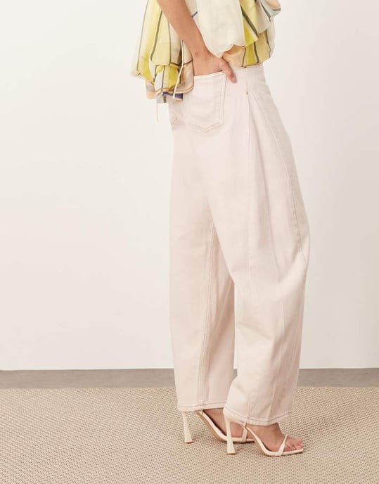 ARRANGE Eden denim barrel leg high waist jean in light pink - Image 2