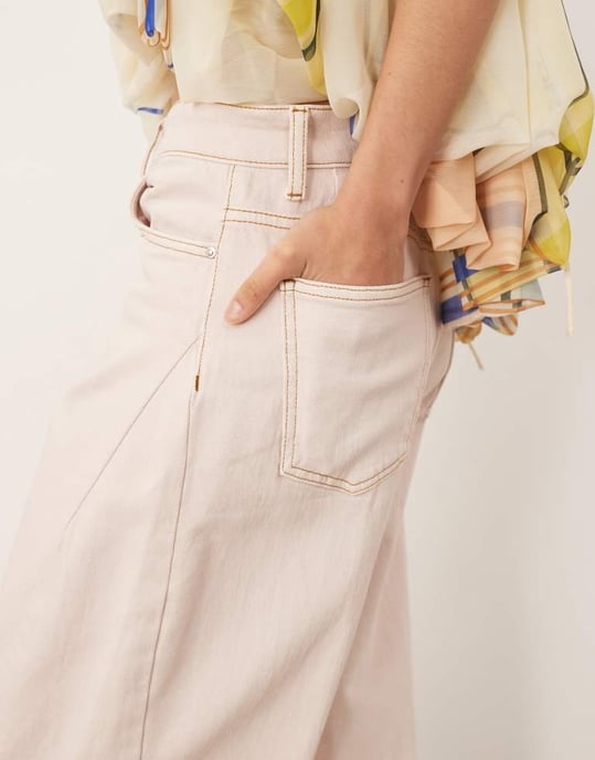 ARRANGE Eden denim barrel leg high waist jean in light pink - Image 4