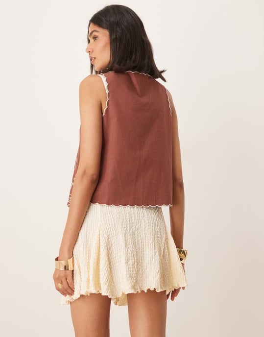 ASOS DESIGN texture godet mini skirt in ivory - Image 3