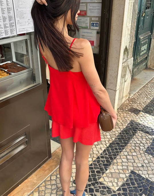 Labelrail x Barbara Ines waffle wrap mini skirt in bright red - Image 3