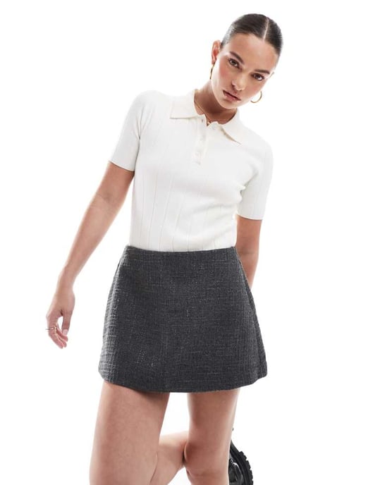 Cotton On harper suiting mini skirt in charcoal - Image 3