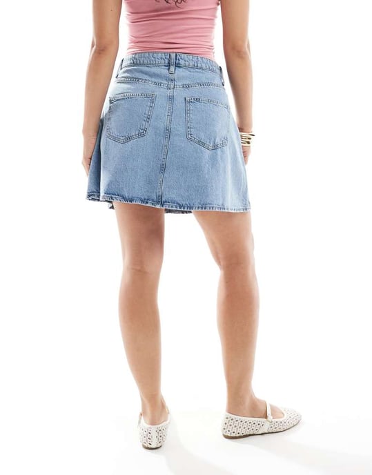 ONLY a-line denim mini skirt in light blue - Image 2