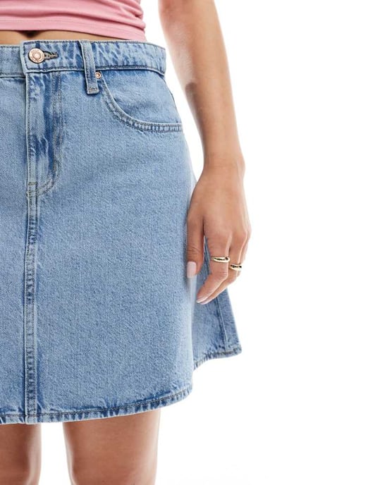 ONLY a-line denim mini skirt in light blue - Image 4