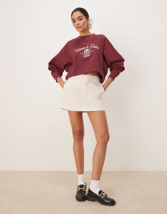 Dickies service mini work skirt with stripes in off white - Image 1