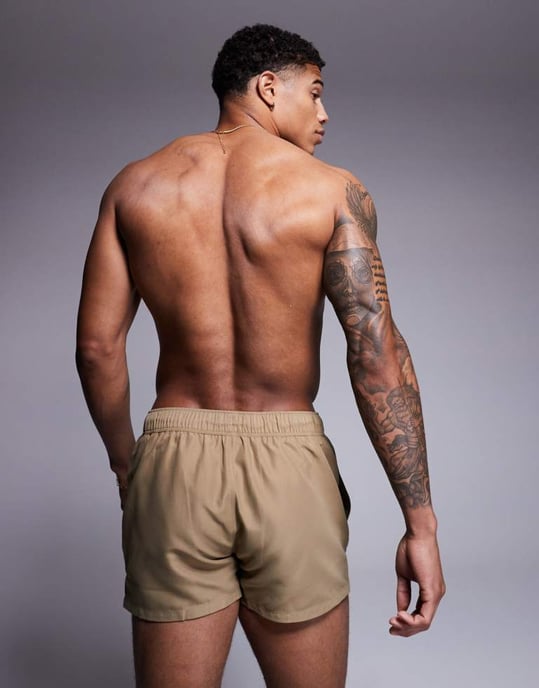 ASOS DESIGN swim shorts in super short length in stone - Image 3