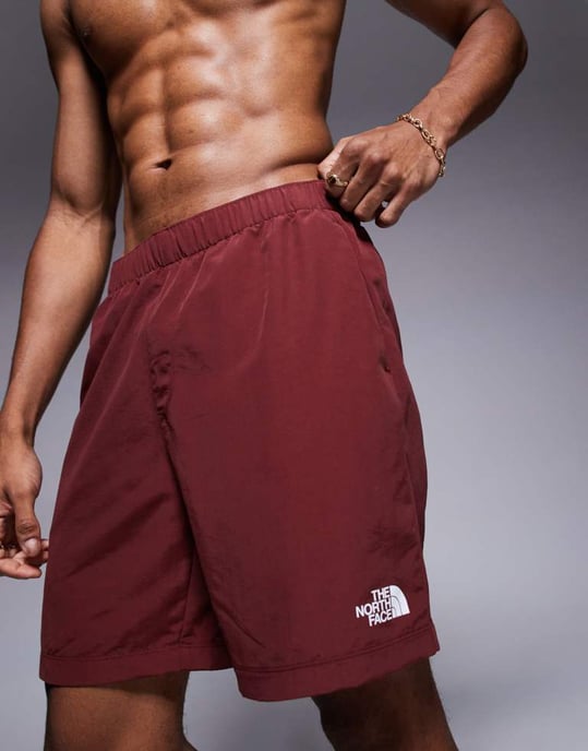 The North Face W logo swimming shorts in burgundy - Image 3