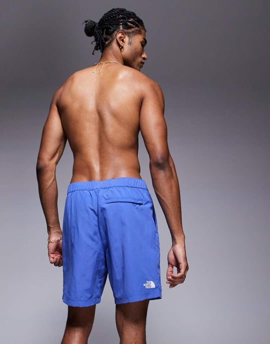 The North Face W logo swimming shorts in blue - Image 3