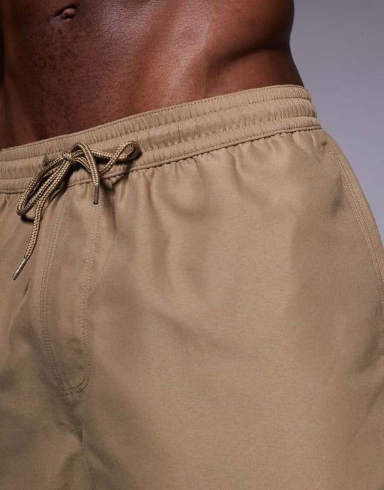 ASOS DESIGN swim shorts in mid length in dark stone - Image 3