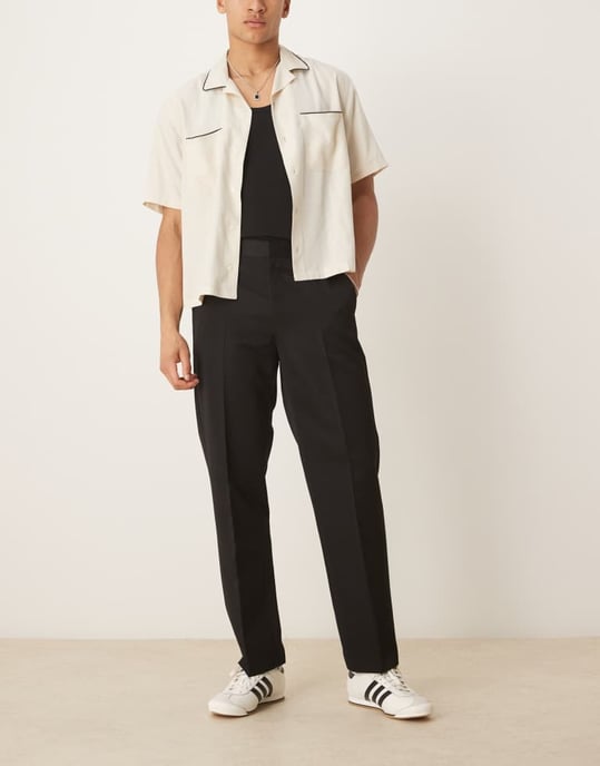 ASOS DESIGN smart straight leg trousers in black with elasticated waist - Image 4