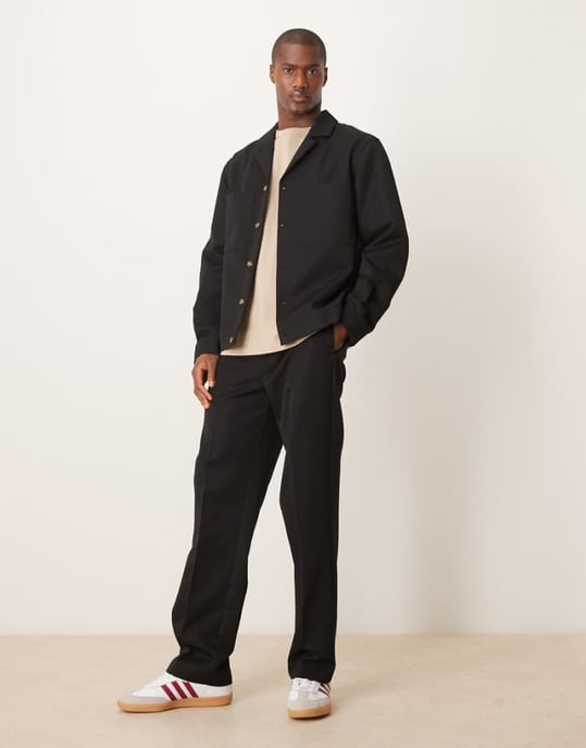 ASOS DESIGN smart co-ord straight trousers in black with elasticated waist - Image 1