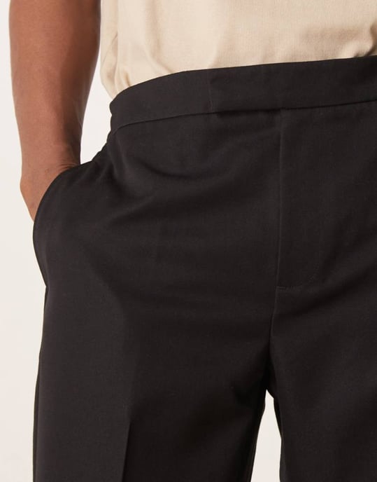ASOS DESIGN smart co-ord straight trousers in black with elasticated waist - Image 3