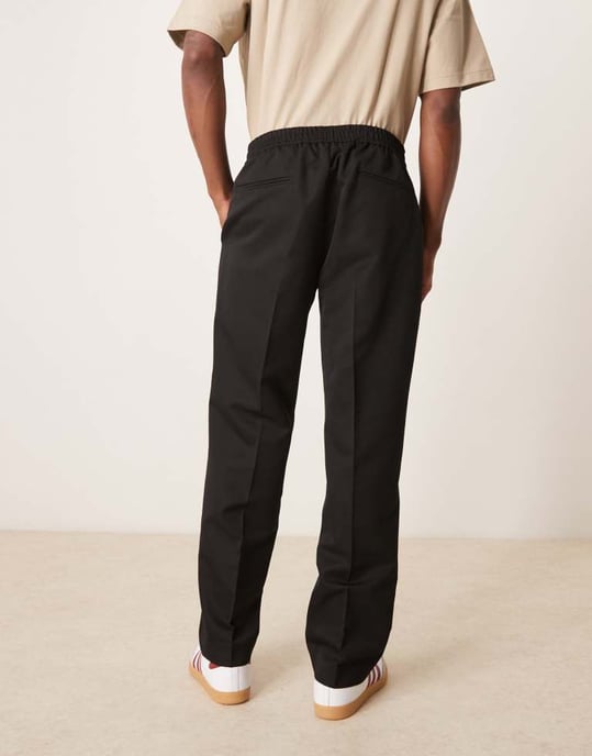 ASOS DESIGN smart co-ord straight trousers in black with elasticated waist - Image 4