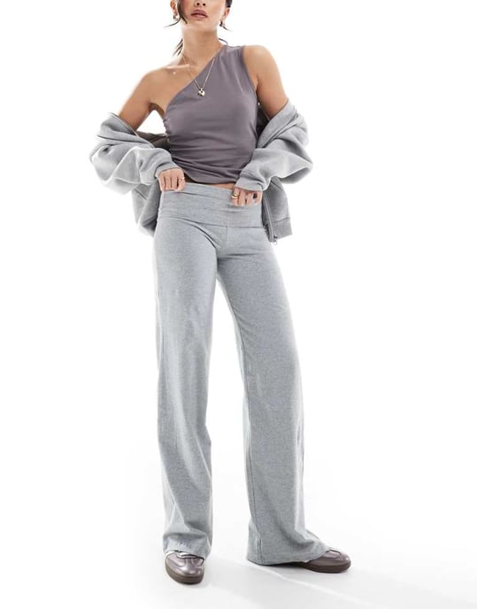 Cotton On 90s bella straight leg trousers in grey marle - Image 2
