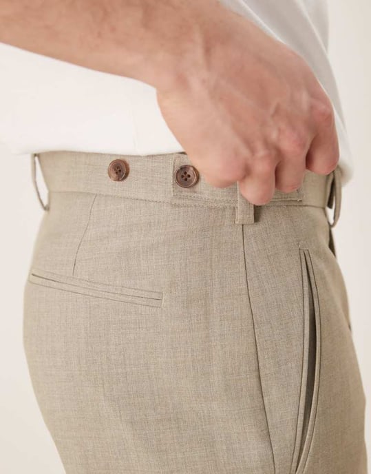 ASOS DESIGN smart straight leg trousers with side adjusters in light stone melange - Image 4