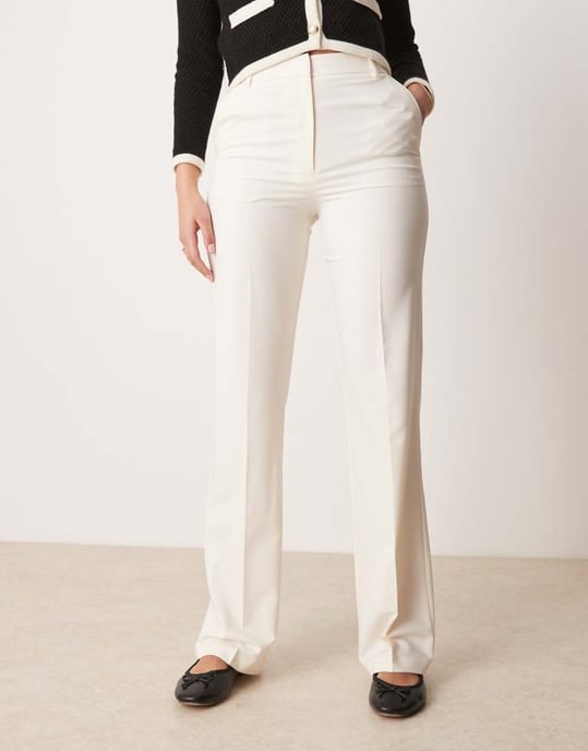 ASOS DESIGN Tall slim straight tailored trousers in cream - Image 3