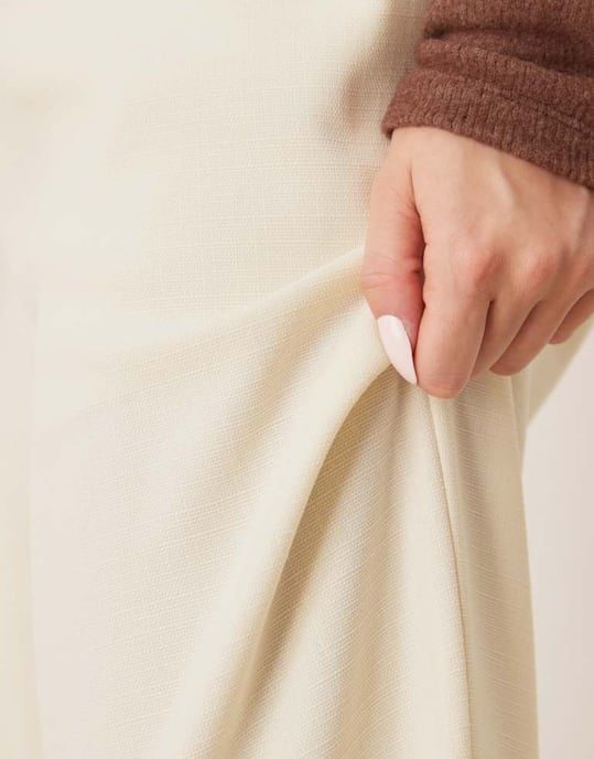 ASOS DESIGN linen look tailored tie waist pull on trousers in buttermilk - Image 2