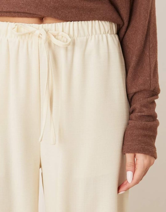 ASOS DESIGN linen look tailored tie waist pull on trousers in buttermilk - Image 4