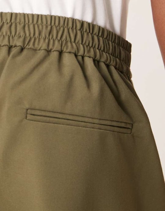 ASOS DESIGN tailored co-ord straight trousers in dark green with elasticated waist - Image 3