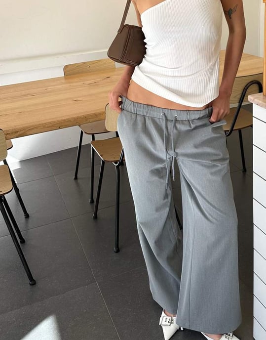 Labelrail x Barbara Ines low rise tailored trousers in light grey - Image 4