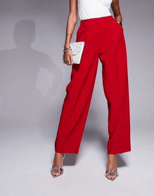 ASOS DESIGN tailored corset cocoon trousers co-ord in red - Image 2