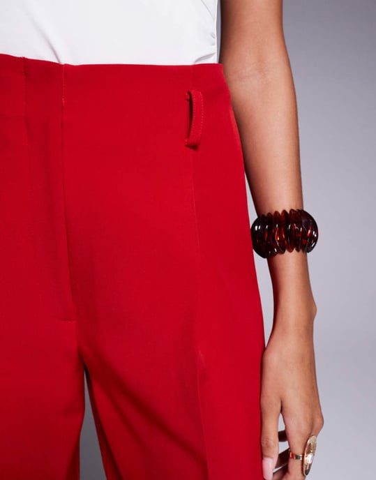 ASOS DESIGN tailored corset cocoon trousers co-ord in red - Image 3