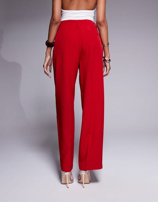 ASOS DESIGN tailored corset cocoon trousers co-ord in red - Image 4