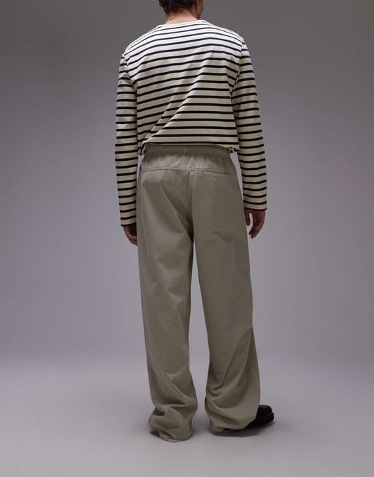 Topman baggy fit chino twill trouser in stone - Image 4