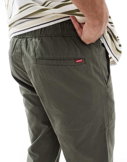 Levi's XX Easy loose cotton linen chinos in dark green - Image 3