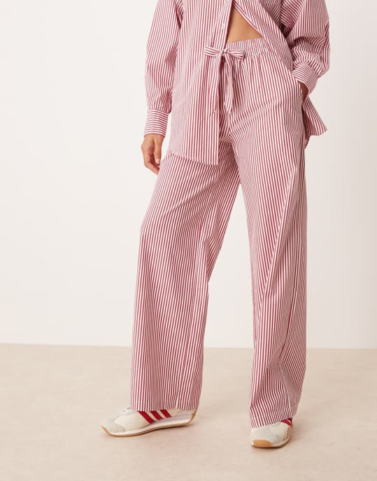 Glamorous pull on poplin trousers in red stripe co-ord - Image 2