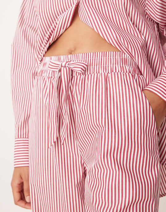 Glamorous pull on poplin trousers in red stripe co-ord - Image 3