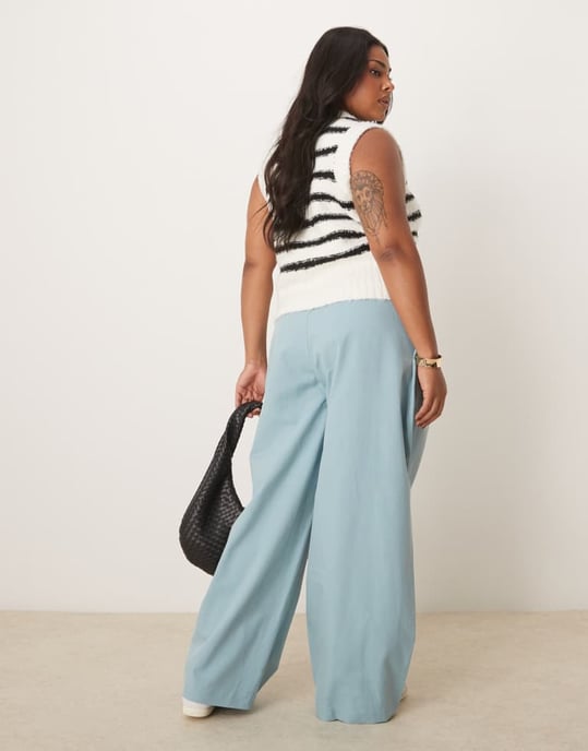 ASOS DESIGN Curve clean balloon trousers in turquoise - Image 4