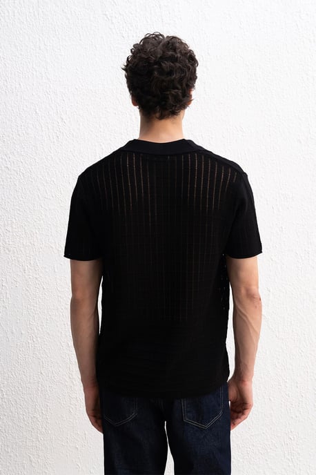 Herr T-shirt i bomull med V-ringning - Image 5