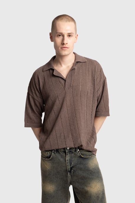 Herrars Avslappnad Bomull Texturerad Polo T-shirt - Image 2