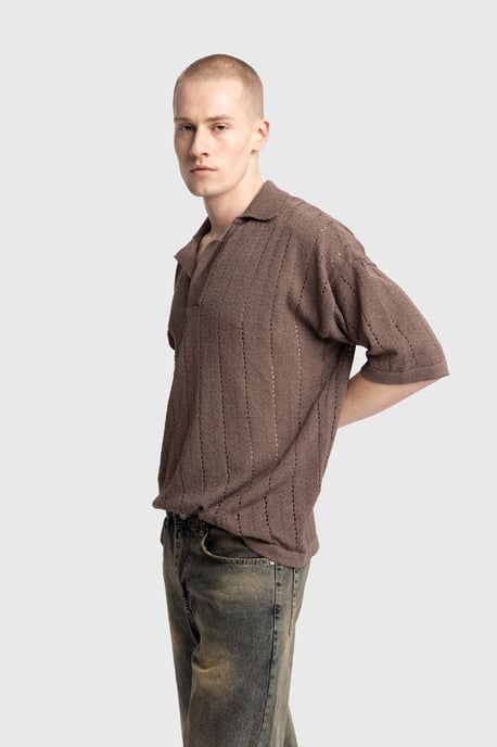 Herrars Avslappnad Bomull Texturerad Polo T-shirt - Image 3