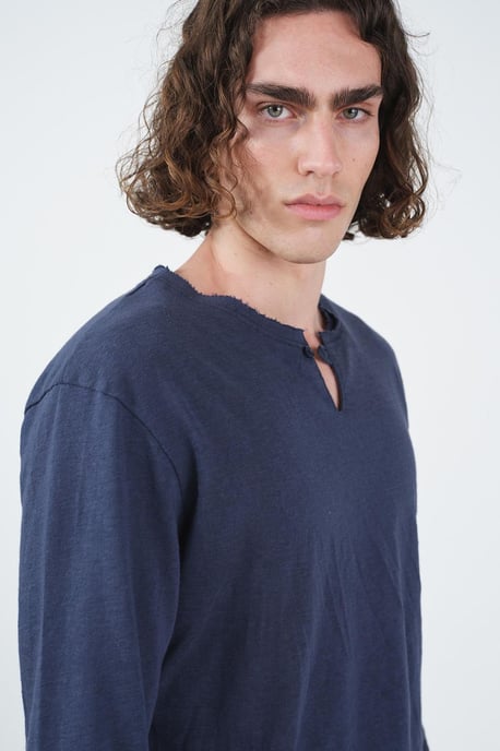 Herrkortärmad T-shirt i bomull med rundad hals - Image 4