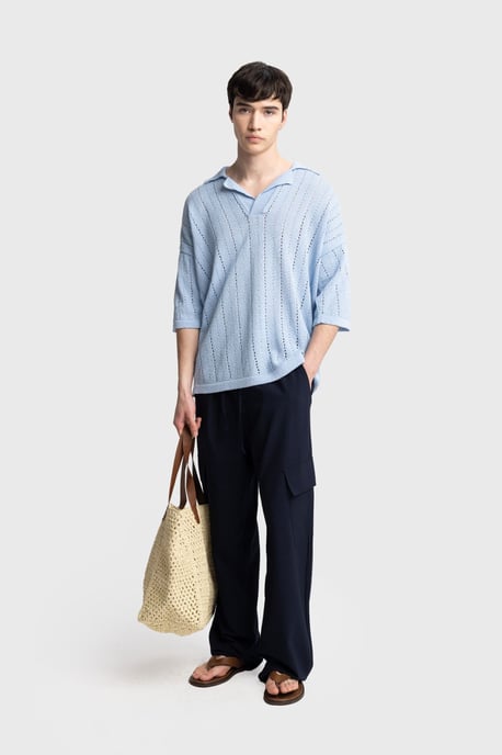 Men's Relaxed Cotton Textured Polo T-Shirt - Image 2