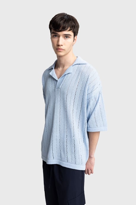 Men's Relaxed Cotton Textured Polo T-Shirt - Image 3