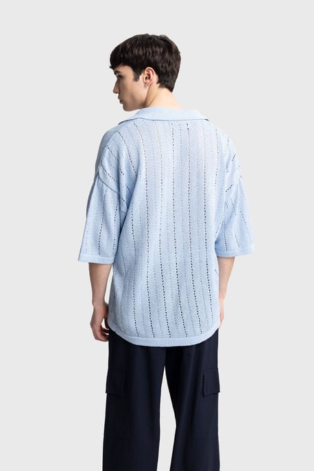 Men's Relaxed Cotton Textured Polo T-Shirt - Image 4