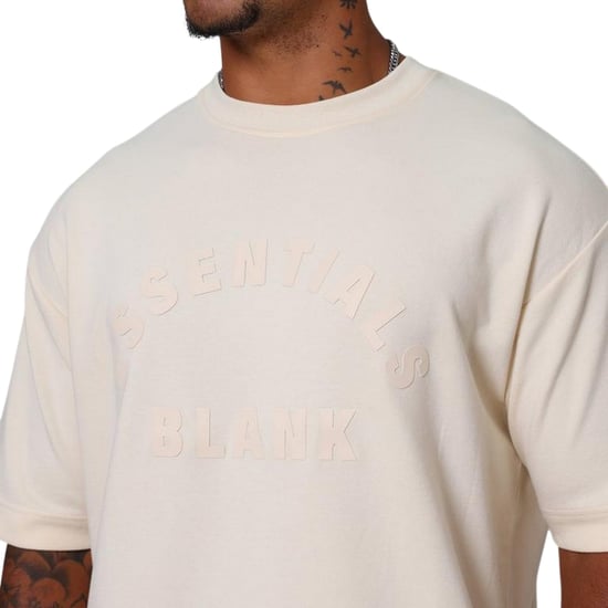 Blank Essentials Mens Arch Crew Neck T-Shirt (Summer Sand) - Image 4