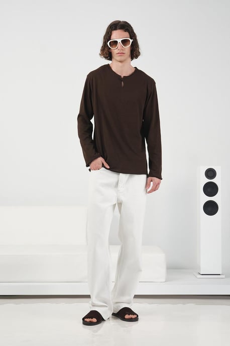 Herrars T-shirt med lång ärm och rund hals av bomull - Image 2
