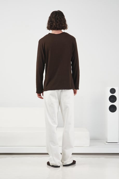 Herrars T-shirt med lång ärm och rund hals av bomull - Image 3