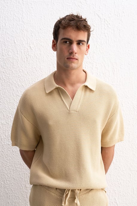 Herrars T-shirt med polo-krafter i bomull - Image 5