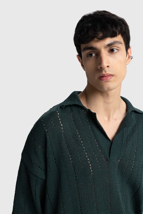 Men's Relaxed Cotton Textured Polo T-Shirt - Image 1