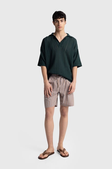 Men's Relaxed Cotton Textured Polo T-Shirt - Image 2