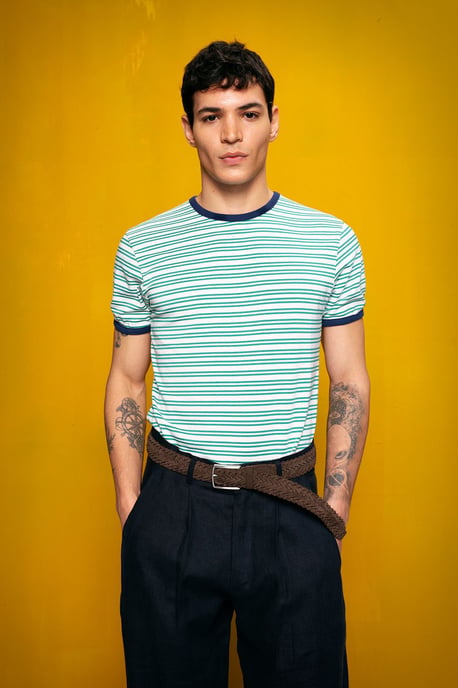 Herrstickad slim-fit crew neck T-shirt - Image 2