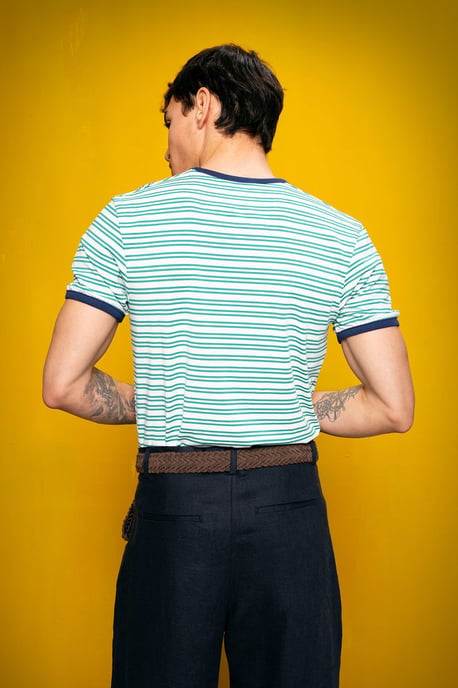 Herrstickad slim-fit crew neck T-shirt - Image 3
